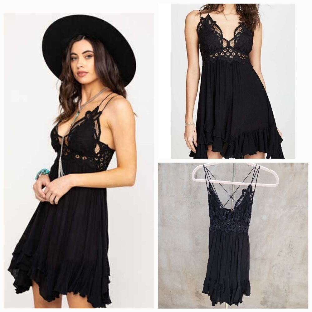 Free people black adella slup dress